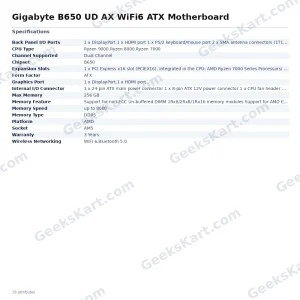 Gigabyte B650 UD AX WiFi6 ATX Motherboard