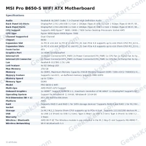 MSI Pro B650-S WIFI ATX Motherboard