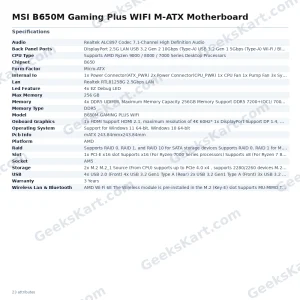 MSI B650M Gaming Plus WIFI M-ATX Motherboard
