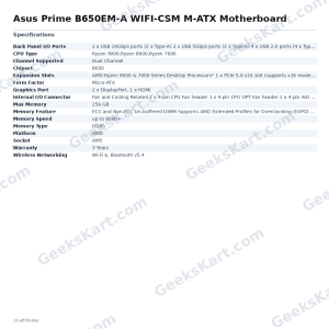 Asus Prime B650EM-A WIFI-CSM M-ATX Motherboard