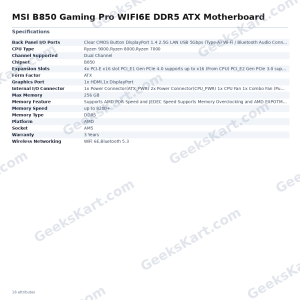 MSI B850 Gaming Pro WIFI6E DDR5 ATX Motherboard