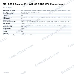 MSI B850 Gaming Pro WIFI6E DDR5 ATX Motherboard