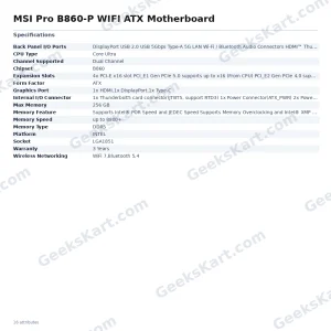 MSI Pro B860-P WIFI ATX Motherboard
