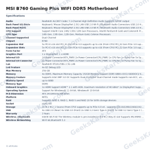 MSI B760 Gaming Plus WIFI DDR5 Motherboard