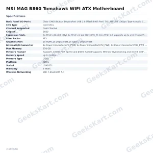 MSI MAG B860 Tomahawk WIFI ATX Motherboard