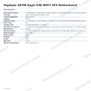 Gigabyte X870E Eagle X3D WIFI7 ATX Motherboard