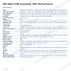 MSI MAG Z790 Tomahawk WIFI Motherboard