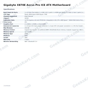 Gigabyte X870E Aorus Pro ICE ATX Motherboard