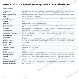 Asus ROG Strix Z890-F Gaming WIFI ATX Motherboard