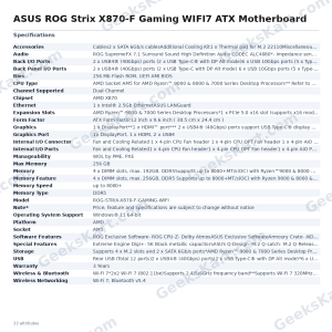 ASUS ROG Strix X870-F Gaming WIFI7 ATX Motherboard