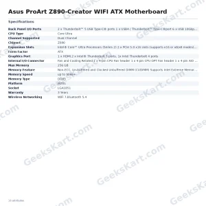 Asus ProArt Z890-Creator WIFI ATX Motherboard