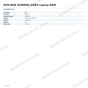 EVM 8GB 3200MHz DDR4 Laptop RAM