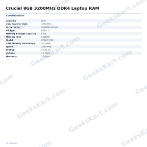 Crucial 8GB 3200MHz DDR4 Laptop RAM