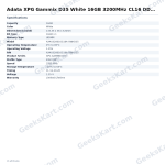 Adata XPG Gammix D35 White 16GB 3200MHz CL16 DDR4 RAM