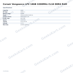 Corsair Vengeance LPX 16GB 3200MHz CL16 DDR4 RAM