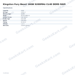 Kingston Fury Beast 16GB 5200MHz CL40 DDR5 RAM