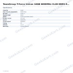 TeamGroup T-Force Vulcan 16GB 6000MHz CL38 DDR5 RAM