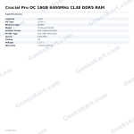 Crucial Pro OC 16GB 6400MHz CL38 DDR5 RAM
