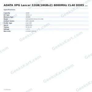 ADATA XPG Lancer 32GB(16GBx2) 6000MHz CL40 DDR5 RAM