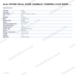 Acer HT200 Silver 32GB (16GBx2) 7200MHz CL34 DDR5 RAM