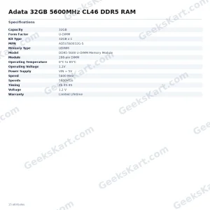 Adata 32GB 5600MHz CL46 DDR5 RAM