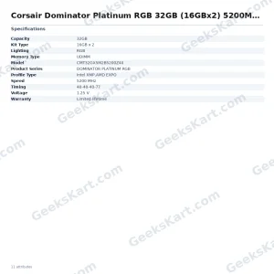 Corsair Dominator Platinum RGB 32GB (16GBx2) 5200MHz CL40 DDR5 RAM