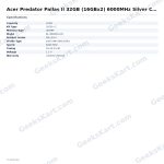 Acer Predator Pallas II 32GB (16GBx2) 6000MHz Silver CL34 DDR5 RAM