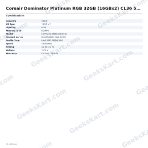 Corsair Dominator Platinum RGB 32GB (16GBx2) CL36 5600MHz DDR5 RAM