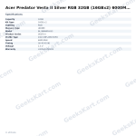 Acer Predator Vesta II Silver RGB 32GB (16GBx2) 6000MHz CL36 DDR5 RAM