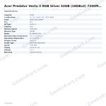 Acer Predator Vesta II RGB Silver 32GB (16GBx2) 7200MHz CL34 DDR5 RAM
