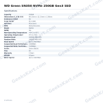 WD Green SN350 NVMe 250GB Gen3 SSD