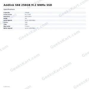 Addlink S68 256GB M.2 NNMe SSD