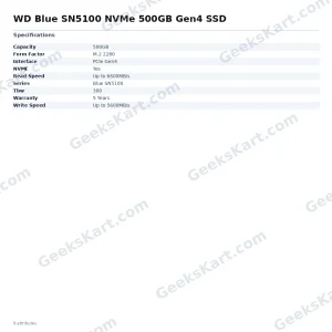 WD Blue SN5100 NVMe 500GB Gen4 SSD