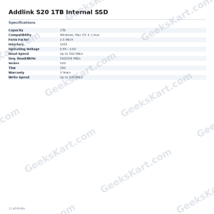 Addlink S20 1TB Internal SSD