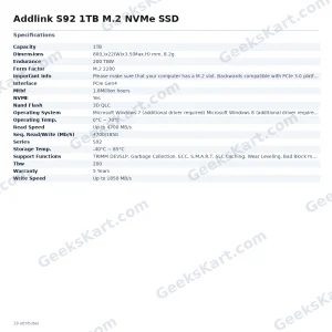 Addlink S92 1TB M.2 NVMe SSD
