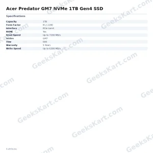 Acer Predator GM7 NVMe 1TB Gen4 SSD