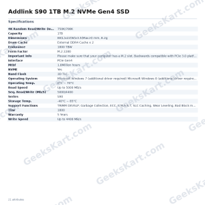 Addlink S90 1TB M.2 NVMe Gen4 SSD