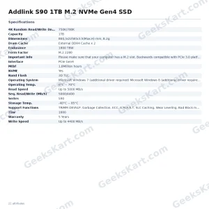 Addlink S90 1TB M.2 NVMe Gen4 SSD