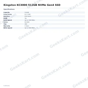 Kingston KC3000 512GB NVMe Gen4 SSD