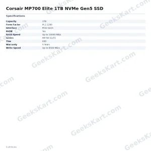Corsair MP700 Elite 1TB NVMe Gen5 SSD