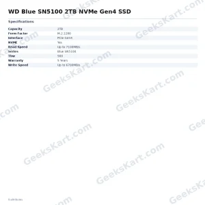 WD Blue SN5100 2TB NVMe Gen4 SSD