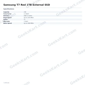 Samsung T7 Red 1TB External SSD