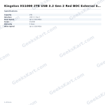 Kingston XS1000 2TB USB 3.2 Gen 2 Red BOC External SSD
