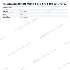 Kingston XS1000 2TB USB 3.2 Gen 2 Red BOC External SSD