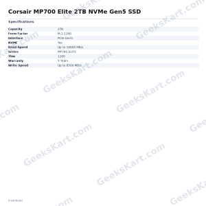 Corsair MP700 Elite 2TB NVMe Gen5 SSD
