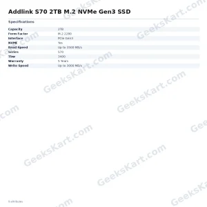 Addlink S70 2TB M.2 NVMe Gen3 SSD