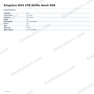 Kingston NV3 2TB NVMe Gen4 SSD