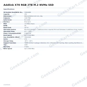Addlink X70 RGB 2TB M.2 NVMe SSD