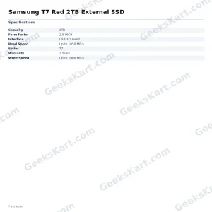 Samsung T7 Red 2TB External SSD