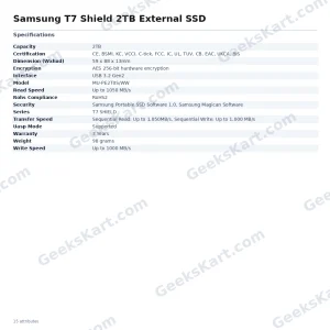 Samsung T7 Shield 2TB External SSD
